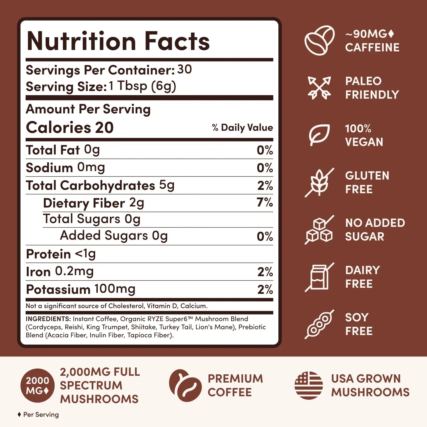 Mushroom Coffee Dark Roast (30 Servings) - 5WRH