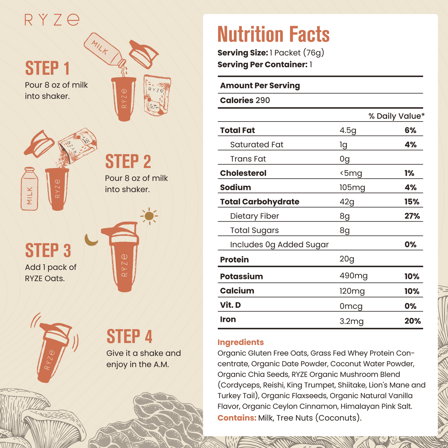 Mushroom Overnight Oats Pack (14 Servings) - DVP2