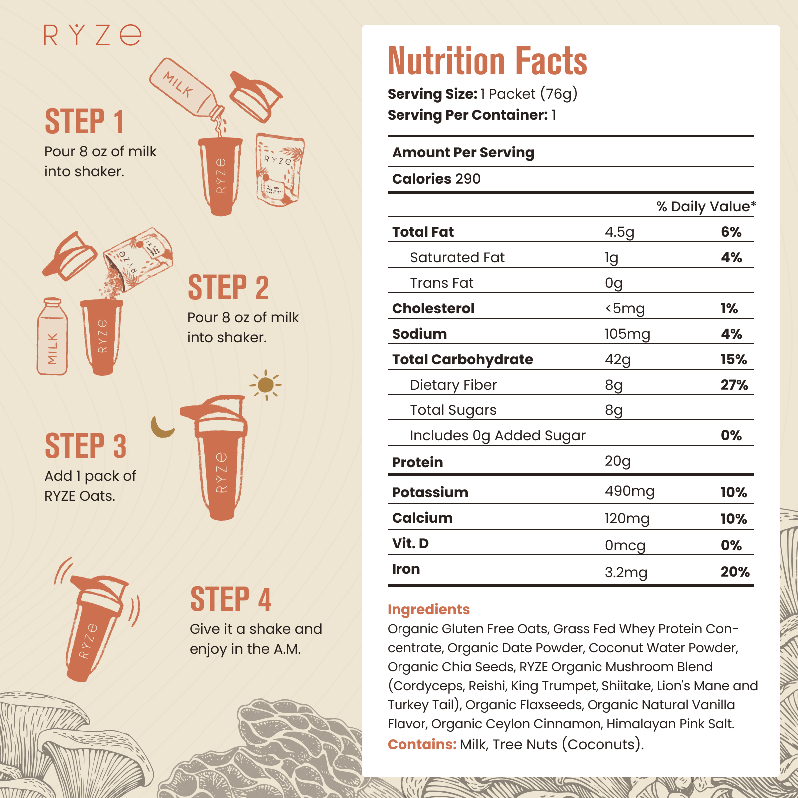 Mushroom Overnight Oats Pack (14 Servings) - DVP2