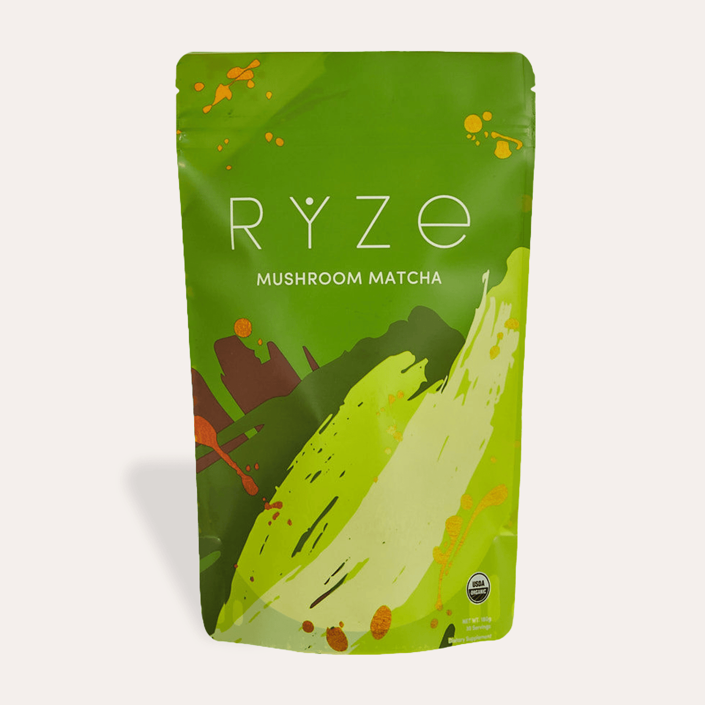 RYZE Mushroom Matcha - with 6 Organic Adaptogenic Mushrooms Grown In USA and Ceremonial-Grade Japanese Matcha - Q6AG