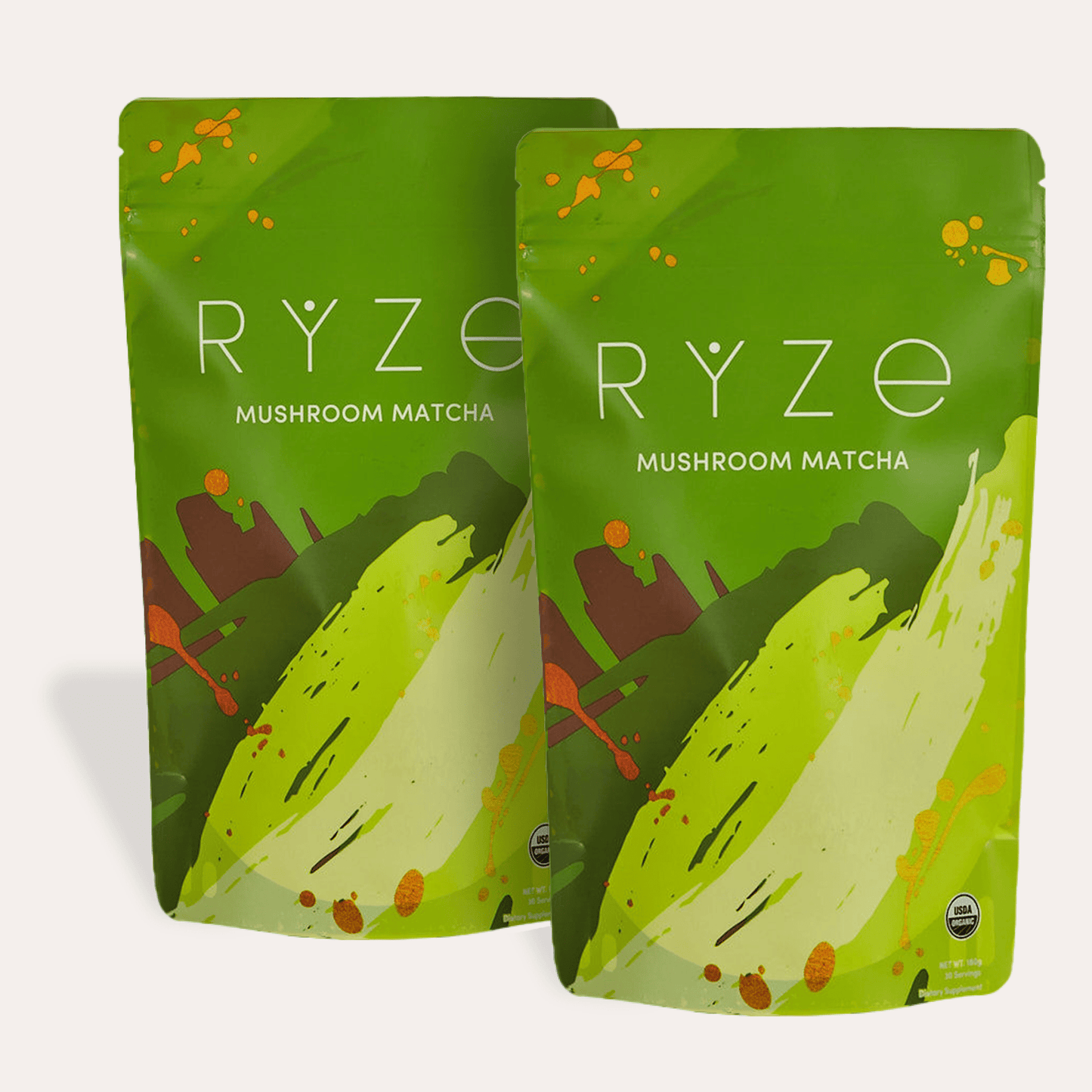 RYZE Mushroom Matcha - with 6 Organic Adaptogenic Mushrooms Grown In USA and Ceremonial-Grade Japanese Matcha - Q6AG